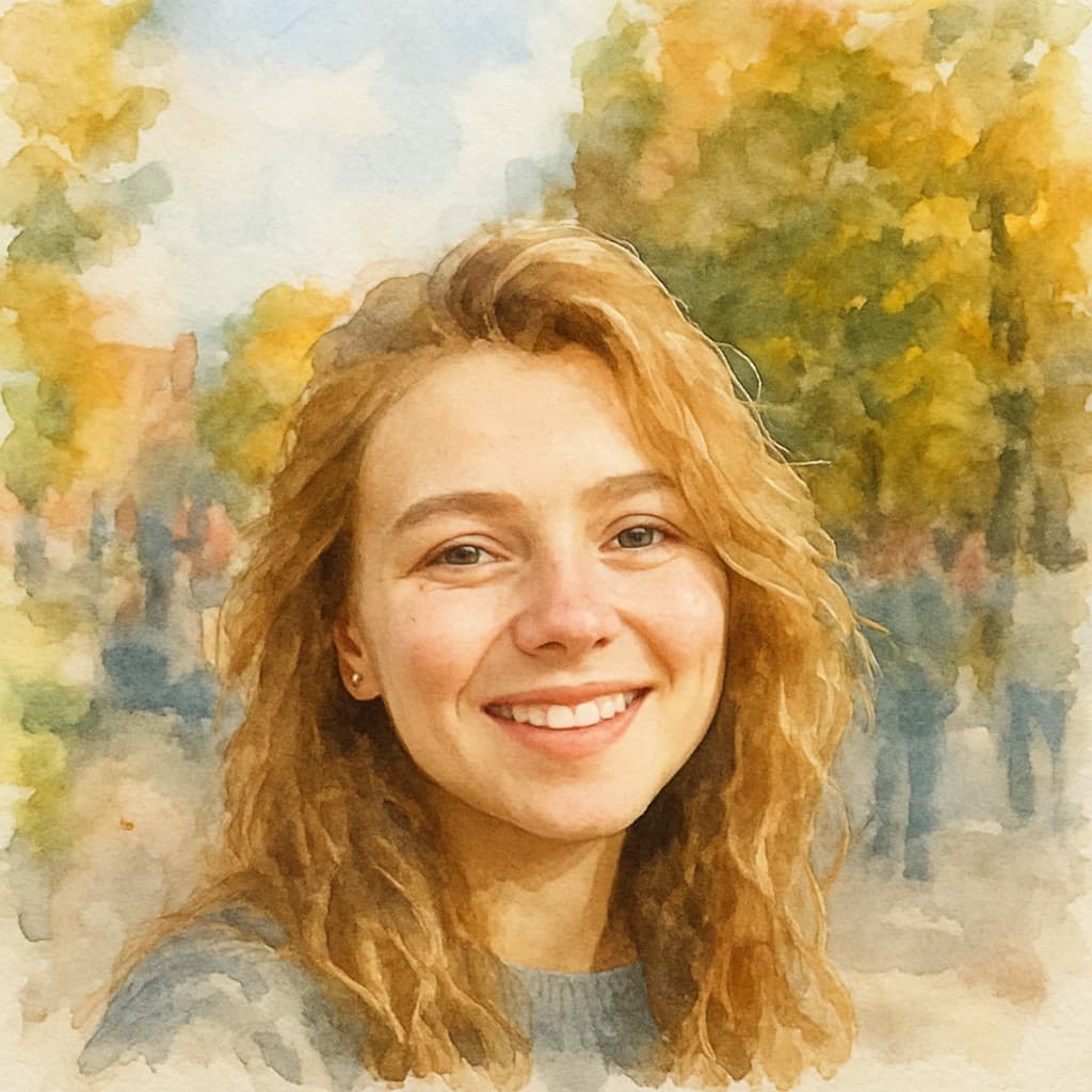 AI photo prompt example — Watercolor style transformation result